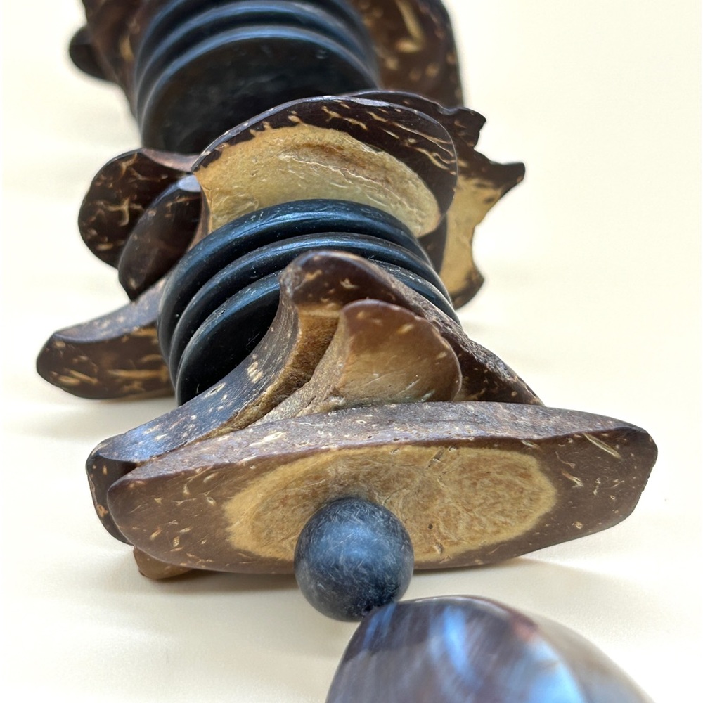 Massive Abalone Shell Pendant And Wooden Beaded N… - image 4